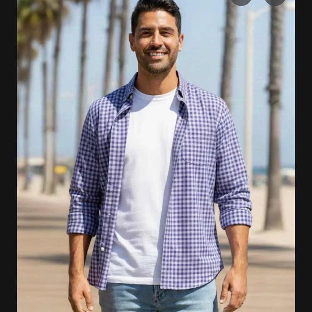 J. Crew Lavender Checkered Button Down Shirt